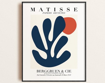 Henri Matisse Blue Coral Abstract Art exhibition poster, Papiers Decoupes, Digital Download, Home decor