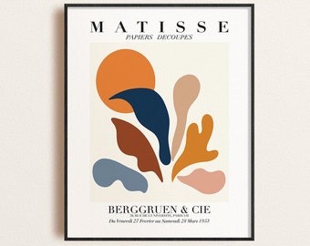 Henri Matisse Coral and Sun Abstract Art exhibition poster, Papiers Decoupes, Digital Download, Home decor