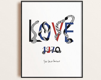 Yves Saint Laurent Love Poster , Fashion Poster, Gallery, Love, YSL Poster, Art poster, YSL , Vintage Poster, Digital Download