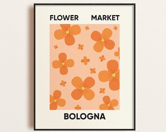 Flower Market Bologna Italy, Wallflower, Orange Flower, Flower Market Print, Flower Market Poster, Flowers, Digital Download