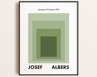 Josef Albers Exhibition Poster, Homage To The Square Green, Printable Poster, Minimalist Print, Digital Download