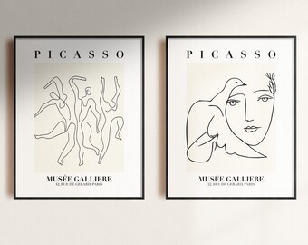 Picasso Set of 2 print, Picasso Dancers, Picasso Dove Woman, Picasso Poster, Digital Download