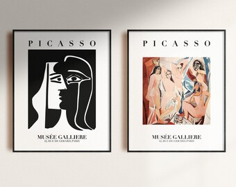Picasso Set of 2 print, Tete De Femme , Les Demoiselles D'Avignon , Picasso Poster, Digital Download