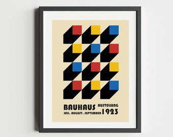 Bauhaus Exhibition Poster, Bauhaus Austellung Weimar 1923, Vintage Exhibition Poster, Retro Home Decor, Architecture-Dots, Digital Download