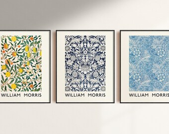William Morris Set of 3 Print, Botanical Print, Flower Printable Exhibition Poster, Vintage Art Print, Digital Download