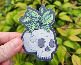 Skull Planter Vinyl Sticker | Plant Person Sticker