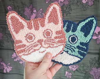 Large Punch Needle Cat Coaster