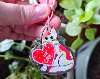 Cute Calico Cat Acrylic Keychain | Kawaii Epoxy Bag Charm