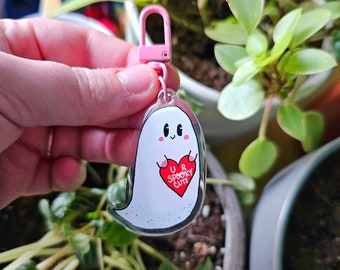 Cute Ghost Acrylic and Epoxy Keychain | Kawaii Ghost Charm