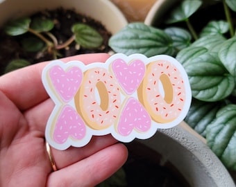 XOXO Hugs and Kisses Cute Vinyl Sticker | Valentines Day Cookie Waterproof Sticker