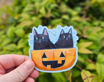 Black Cats and Jack-o-lantern Waterproof Vinyl Sticker