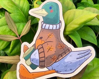 Pumpkin Spice Duck Waterproof Vinyl Sticker