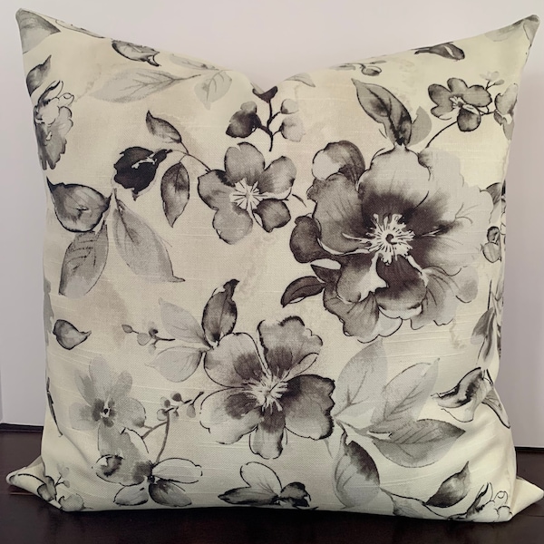 Black Floral Pillow Etsy