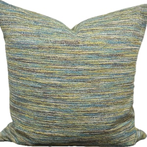 Teal Stripe Chenille Multicolor Pillow Cover
