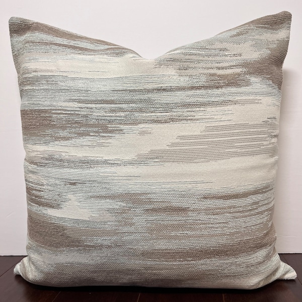 Off-white, Taupe and Powder Blue Textured Pillow Cover in Various Sizes