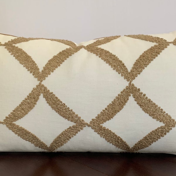 Diamond Tufted Natural Khaki Pillow Cover with a Faux Khaki/Beige Suede Back