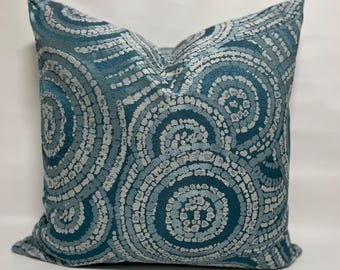 Funda de almohada circular azul verdoso