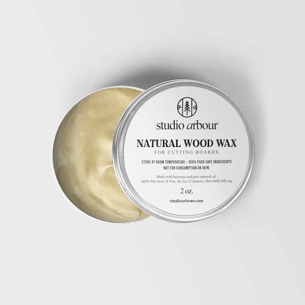 Natural Wood Butter - Food Grade Condition, Clean & Polish Board and Spoon - 2 oz  Beeswax and Mineral Oil Conditioner