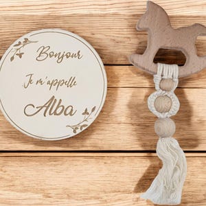 Carte prénom naissance / présentation / bois / souvenirs naissance / photo bébé