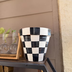Rustic Checkered Plant Pot