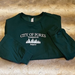 City Of Forks Washington Embroidered Crewneck