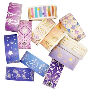 12 rollen Starry Night Washi Tape, Washi Tape met ruimtethema voor knutselen en scrapbooking | 3 meter per rol | Diameter van 15 mm