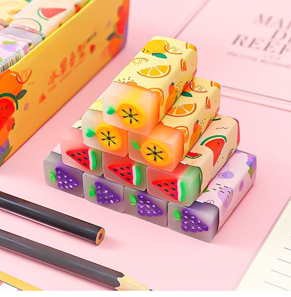 Fruit Scented Semi-transparent Erasers, Cute Erasers for Pencils, Note  Taking, and School 