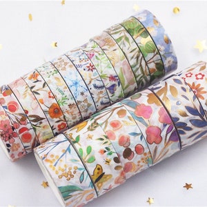 18 rollen washitape met bloemen, washitape met bloemen voor knutselen en scrapbooking | 3 meter per rol| Diameter 15/7 mm |