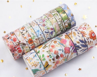18 Rolls of Floral Washi Tape, Floral Washi Tape for Crafting and Scrapbooking | 3 meters a roll| 15/7mm in diameter |