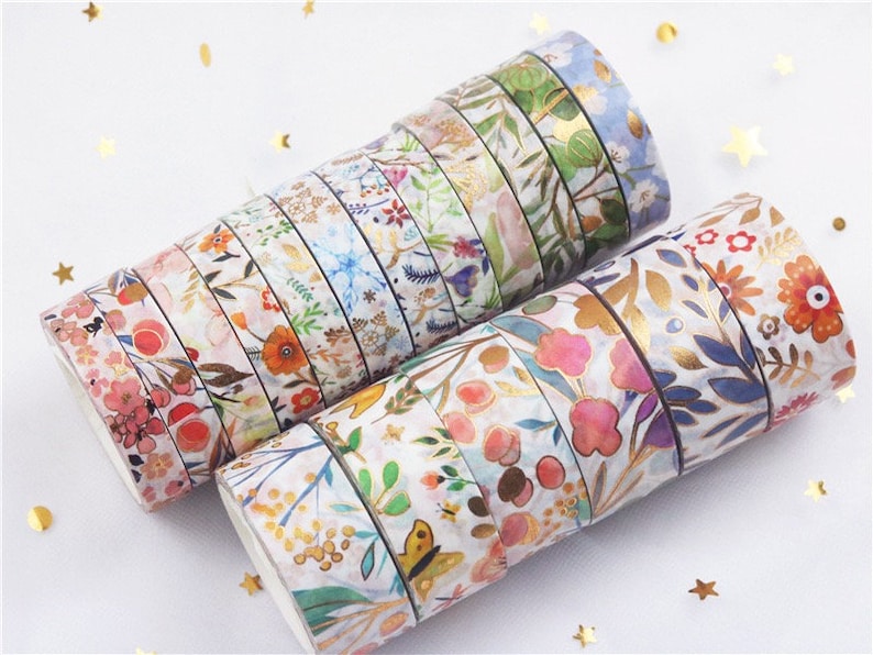 18 Rolls of Floral Washi Tape Floral Washi Tape for Crafting Etsy