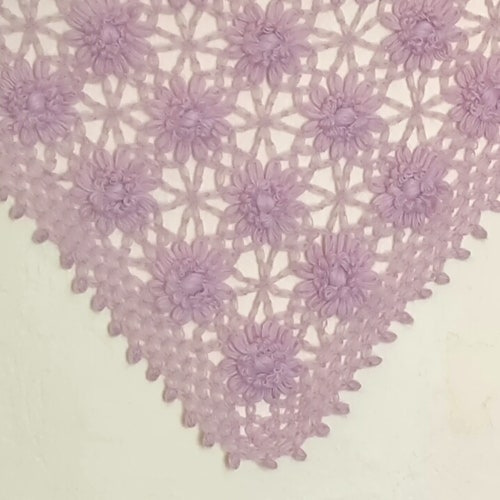 Hand knit retailer lilac shawl crochet, Hand made crochet shawl, triangle shawl,flower, scarf crochet, women, wedding, single color, Color Lilac