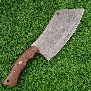 Hand Made Damascus Cleaver , Hand Made Butcher Cleaver