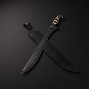 Handcrafted Damascus Falcata: Stag Horn Handle, Collectible Warrior Blade