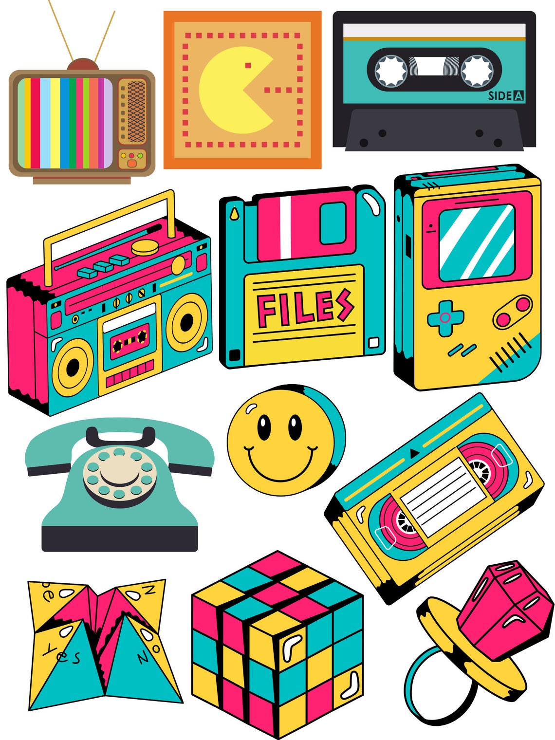 1980's Printable Photo Booth Props, 80's Nostalgia Stickers, 80's Theme ...