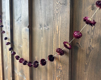Dried Dark Purple Strawflower Garland