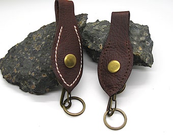 Pack of two, leather keychain, belt Keychain, Key Fob, Key ring, stitched keychain, Lobster Clasps