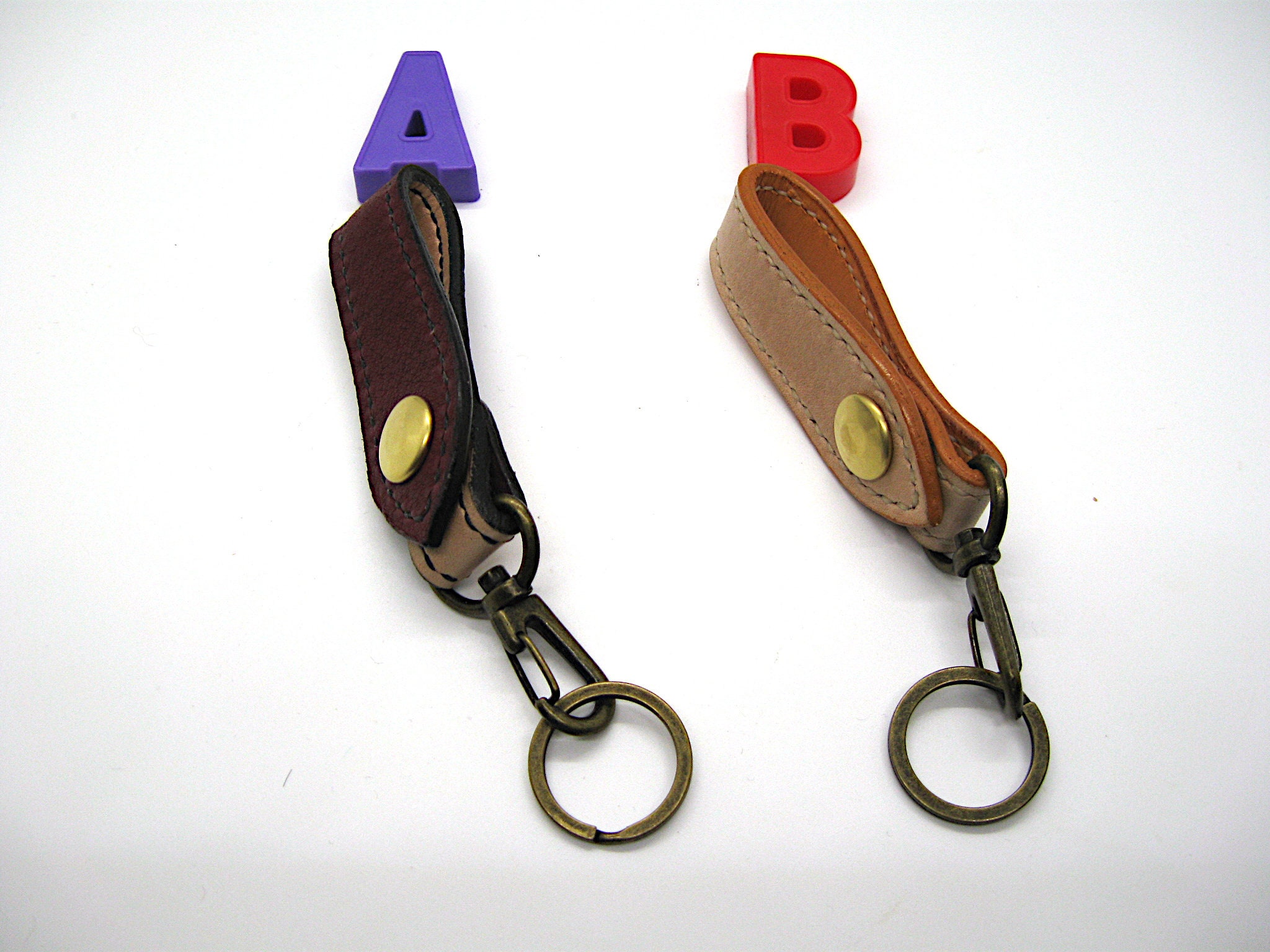 Belt Loop keychain Lined and Stitched Leather Keychain Etsy