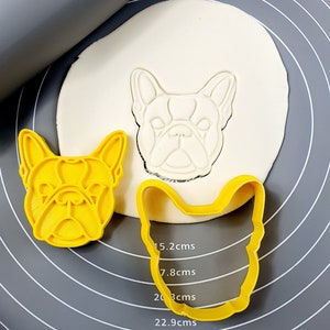 Boston Terrier Face Cookie Cutter - Fondant Cutter Outline - Cookie Cutter + Stamp