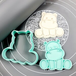 Hippo Cookie Cutter - Fondant Cutter - Cookie Cutter + Stamp