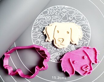 Toller Face Cookie Cutter - Fondant Cutter Outline - Cookie Cutter + Stamp