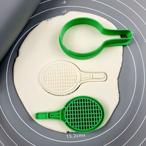 Tennis Racket Cookie Cutter - Fondant Cutter Outline - Cookie Cutter + Stamp