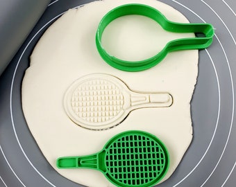 Tennis Racket Cookie Cutter - Fondant Cutter Outline - Cookie Cutter + Stamp