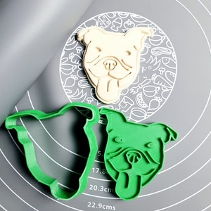 American Pit Bull Terrier Face Cookie Cutter - Fondant Cutter Outline - Cookie Cutter + Stamp