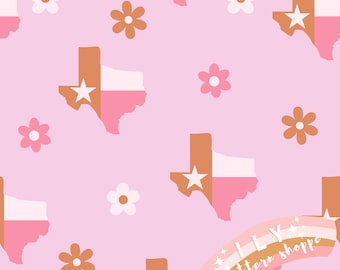Archivo sin costuras Texas State Girl Stars, archivo de diseño sin costuras de tela. Tela retro, tela de verano, archivo digital sin costuras, vaquera campestre
