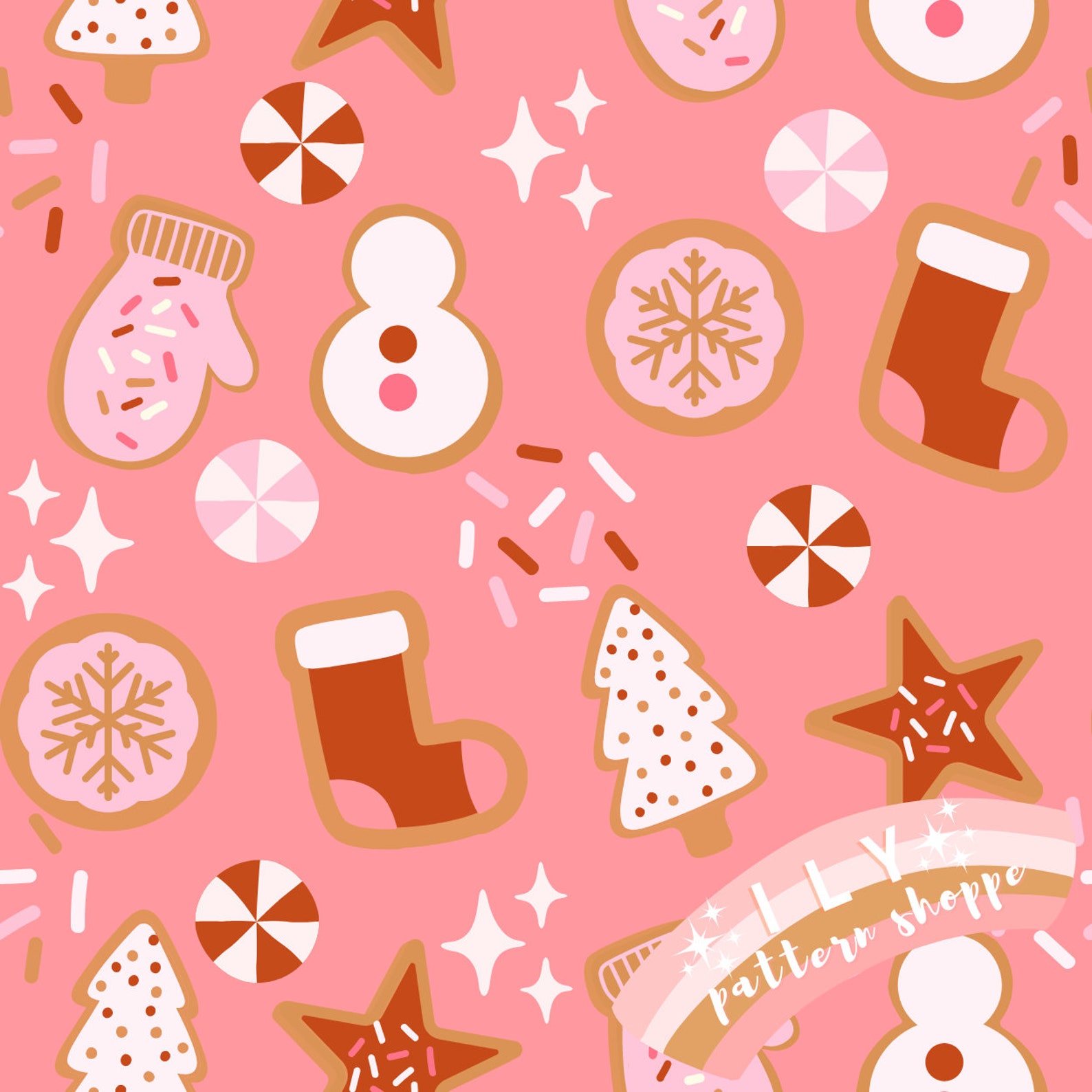 Christmas Cookie Christmas Seamless File, Fabric Seamless Design File