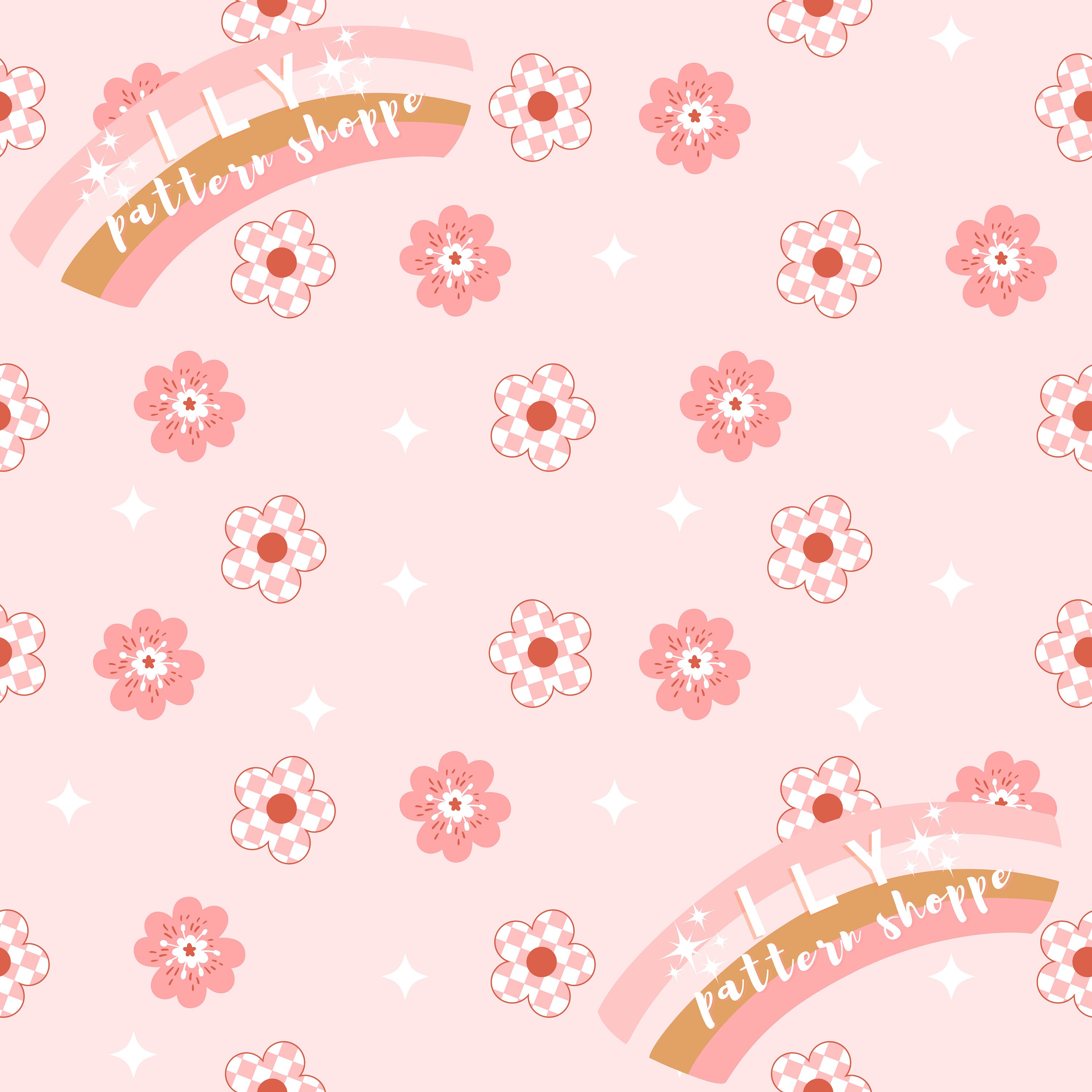 Retro Checkered Daisy Print Seamless File, Fabric Seamless Design File ...