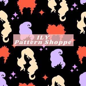Magical Character Seamless File, Witch Sisters Fabric, Kids Fabric, Magical Friends, Childrens Fabric,Halloween Seamless File, Character