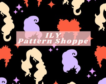Magical Character Seamless File, Witch Sisters Fabric, Kids Fabric, Magical Friends, Childrens Fabric,Halloween Seamless File, Character