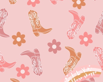 Archivo digital sin costuras de botas vaqueras, diseño de tela sin costuras. Tela retro, tela de verano, archivo digital sin costuras, vaquera campestre.