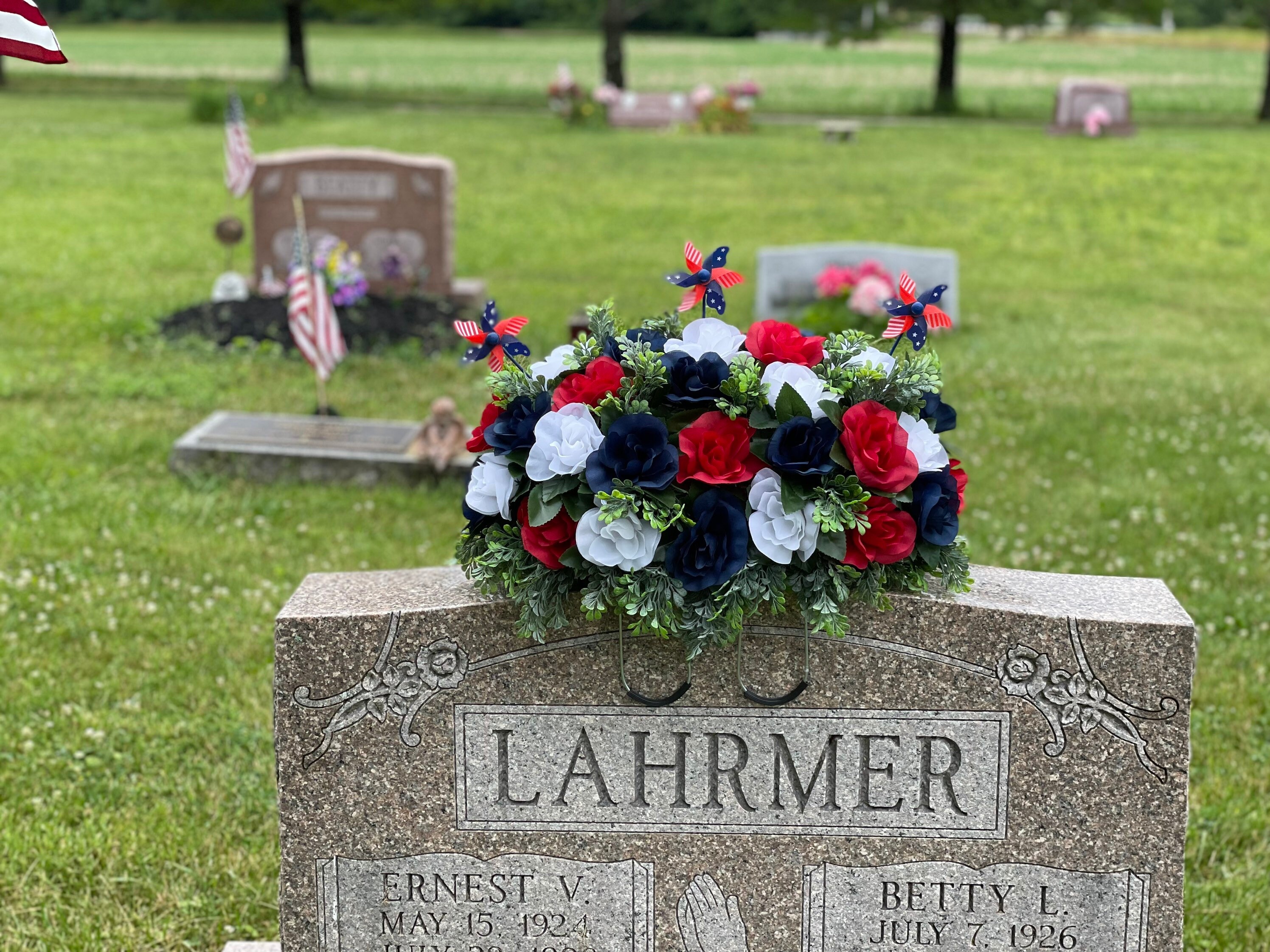 Patriotic Headstone Saddle Gravestone Marker Americana Etsy